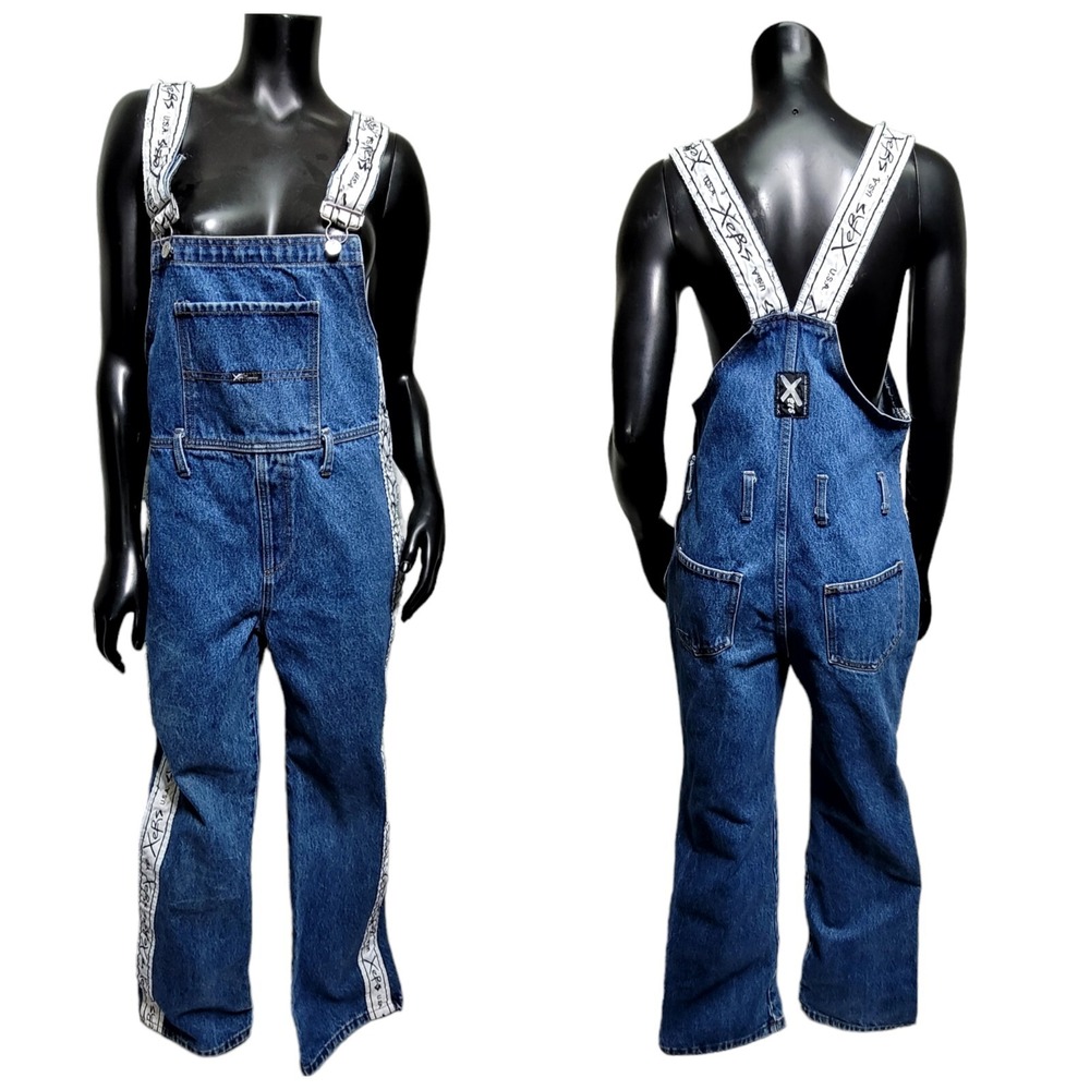 Vintage 90s XERS USA Womens M Straight‎ Leg Denim Overalls Jean Streetwear